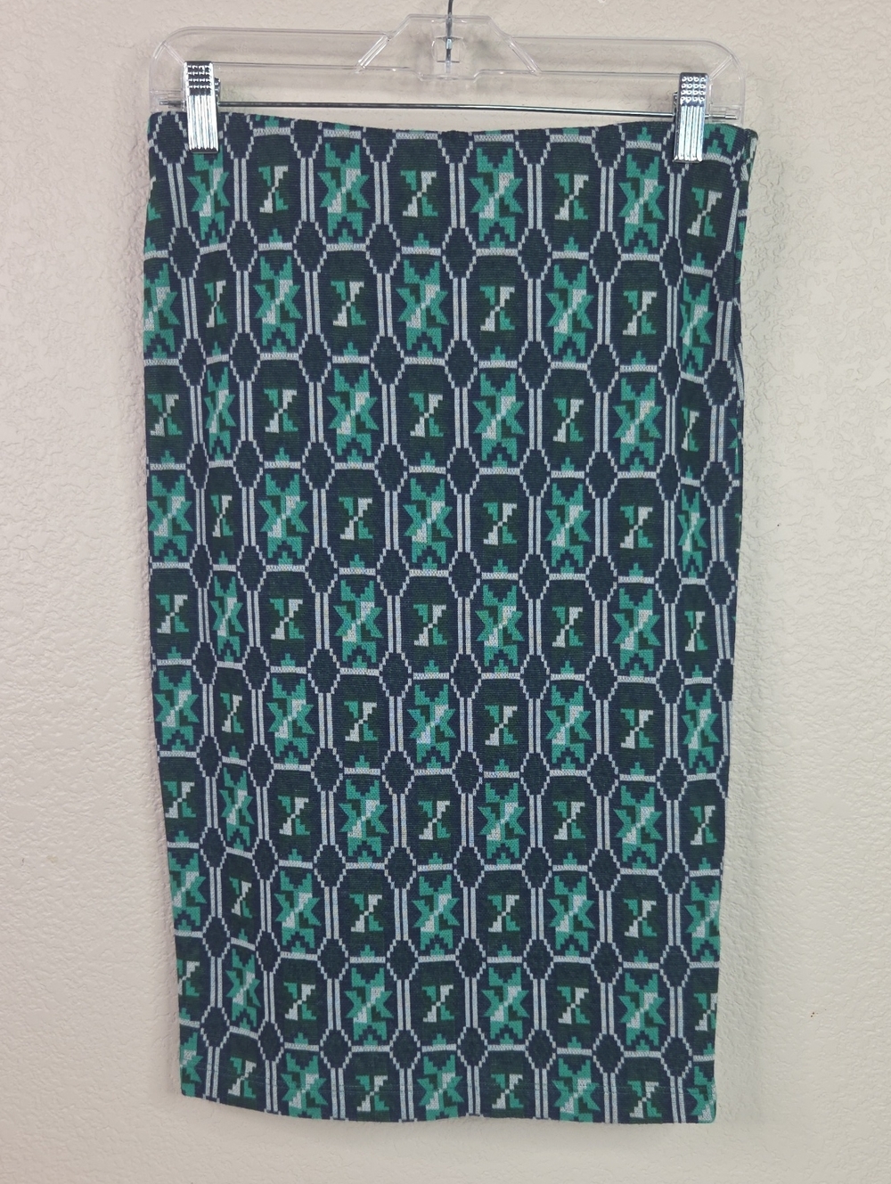 Renee C. Knit Skirt in Teal, Navy and White